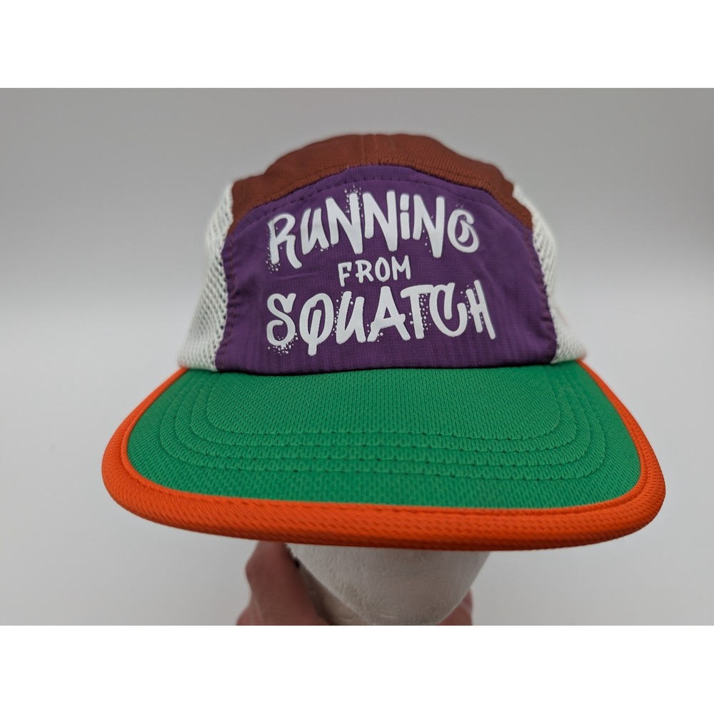 Running from Squatch Multi-Color 5-Panel Mesh Trucker Hat Let's Get Schwifty